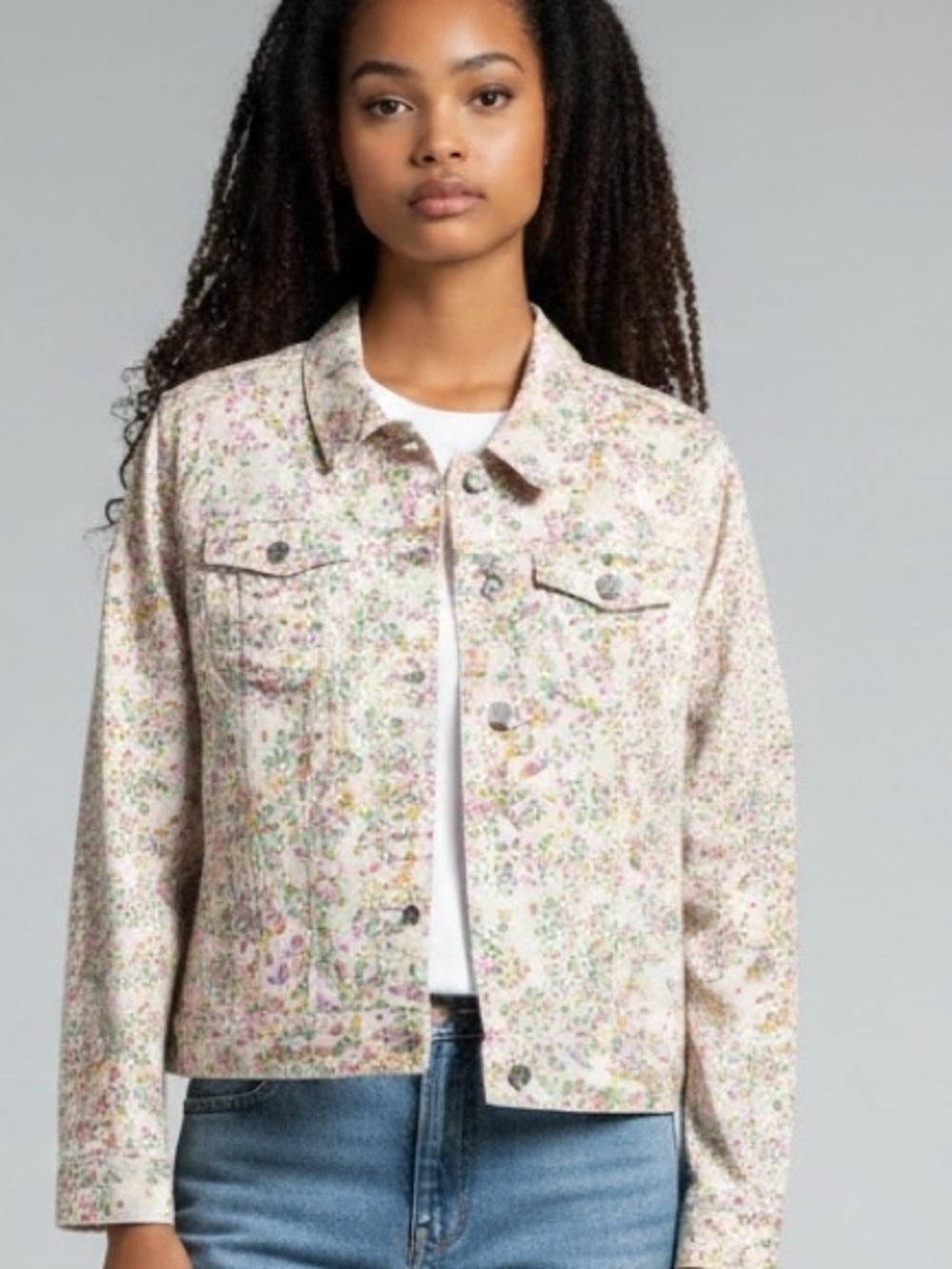 crown & ivy Pink Floral Jean Jacket